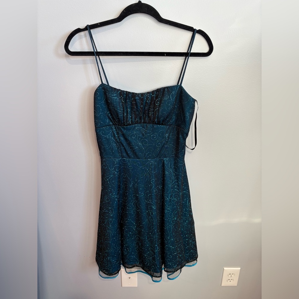 2000s blue sparkling party dress.